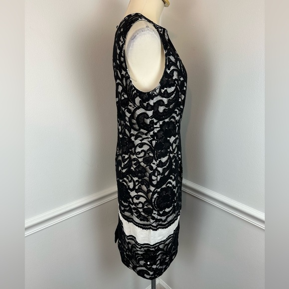 THE LIMITED Sleeveless Black Lace With White Underlay Dress | Size 10 - Picture 8 of 16
